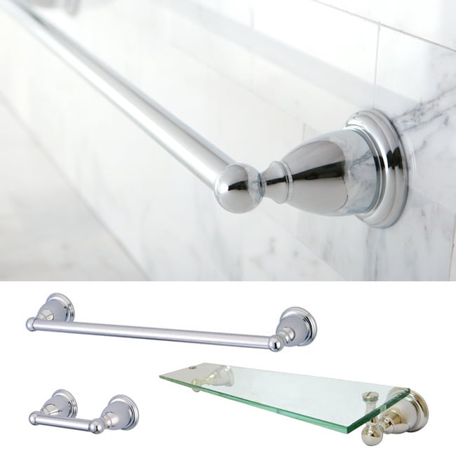 Heritage Chrome 3 piece Shelf And Towel Bar Set