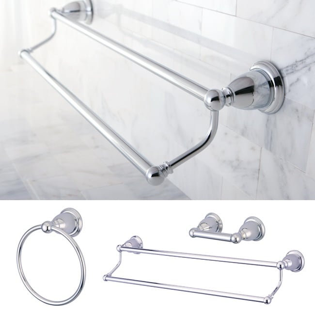 Heritage Chrome 3 piece Double Towel Bar Set