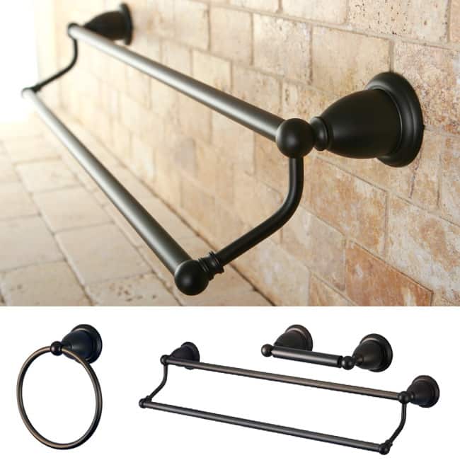 Kingston Brass Heritage Oil Rubbed Bronze 3-piece Double Towel Bar Set