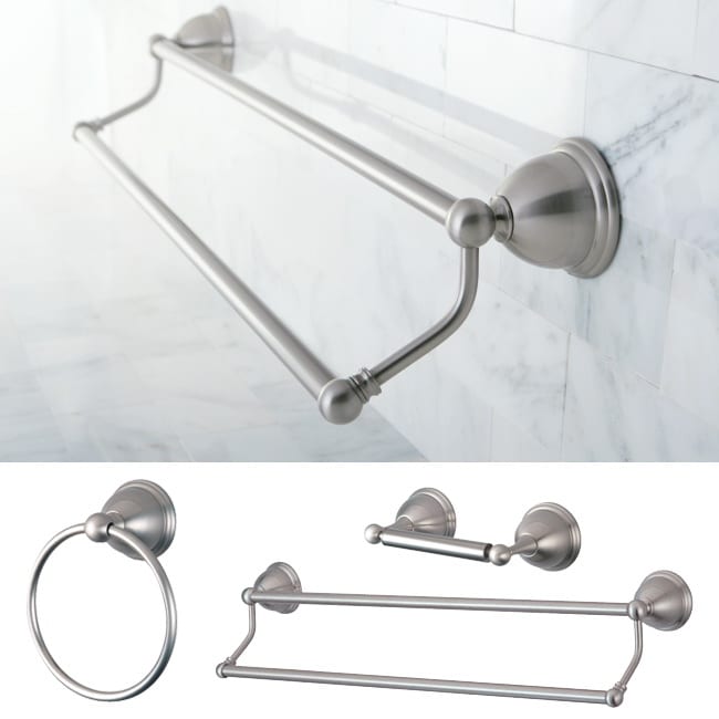 Restoration Satin Nickel 3 piece Double Towel Bar Set