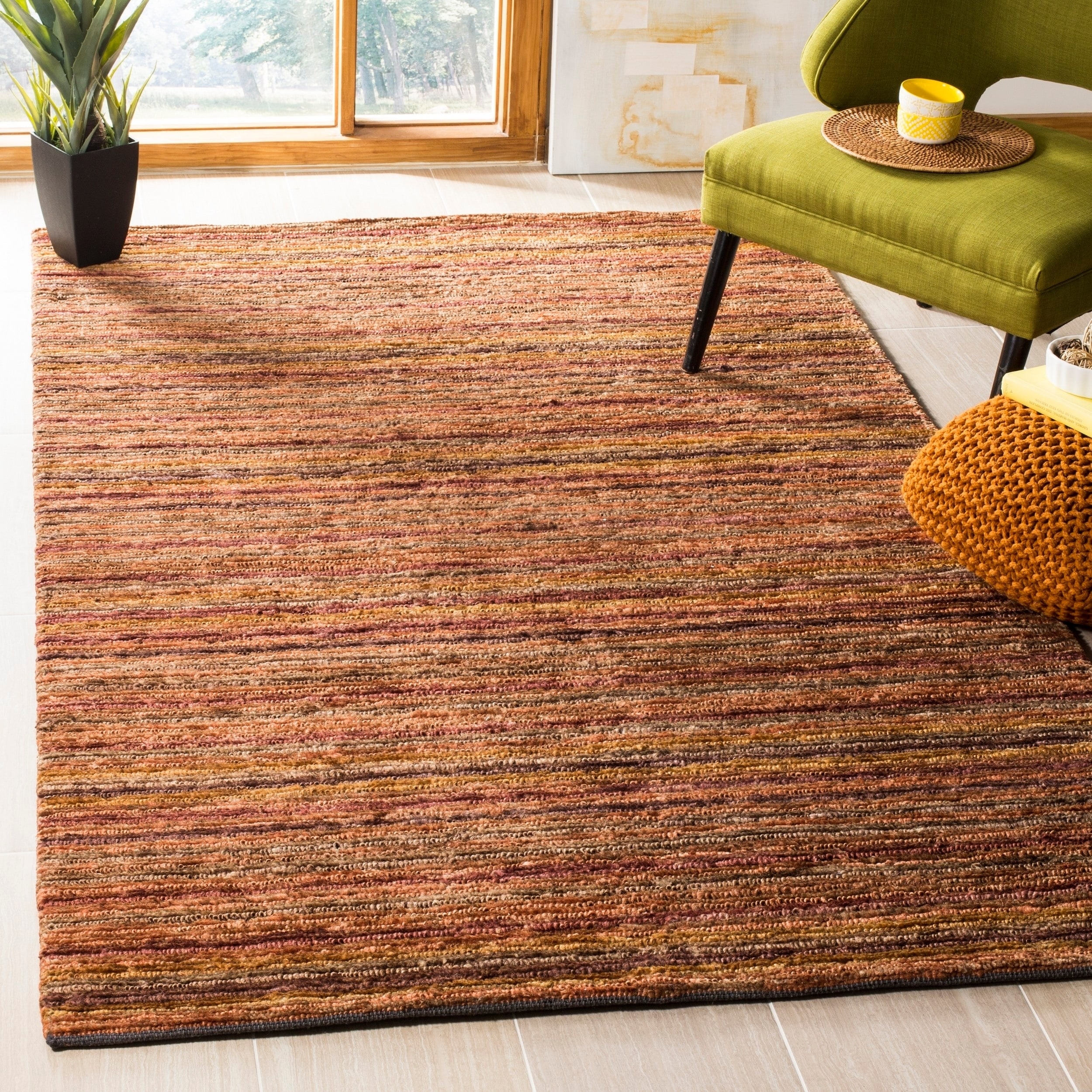 Shop Safavieh Hand-knotted All-Natural Striped Red/ Multi Rug - 8' X 10 - Does Natural Grocers Have Black Friday Deals