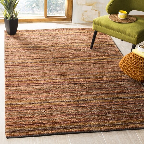 Safavieh Hand-knotted All-Natural Striped Red/ Multi Rug - 9' x 12'