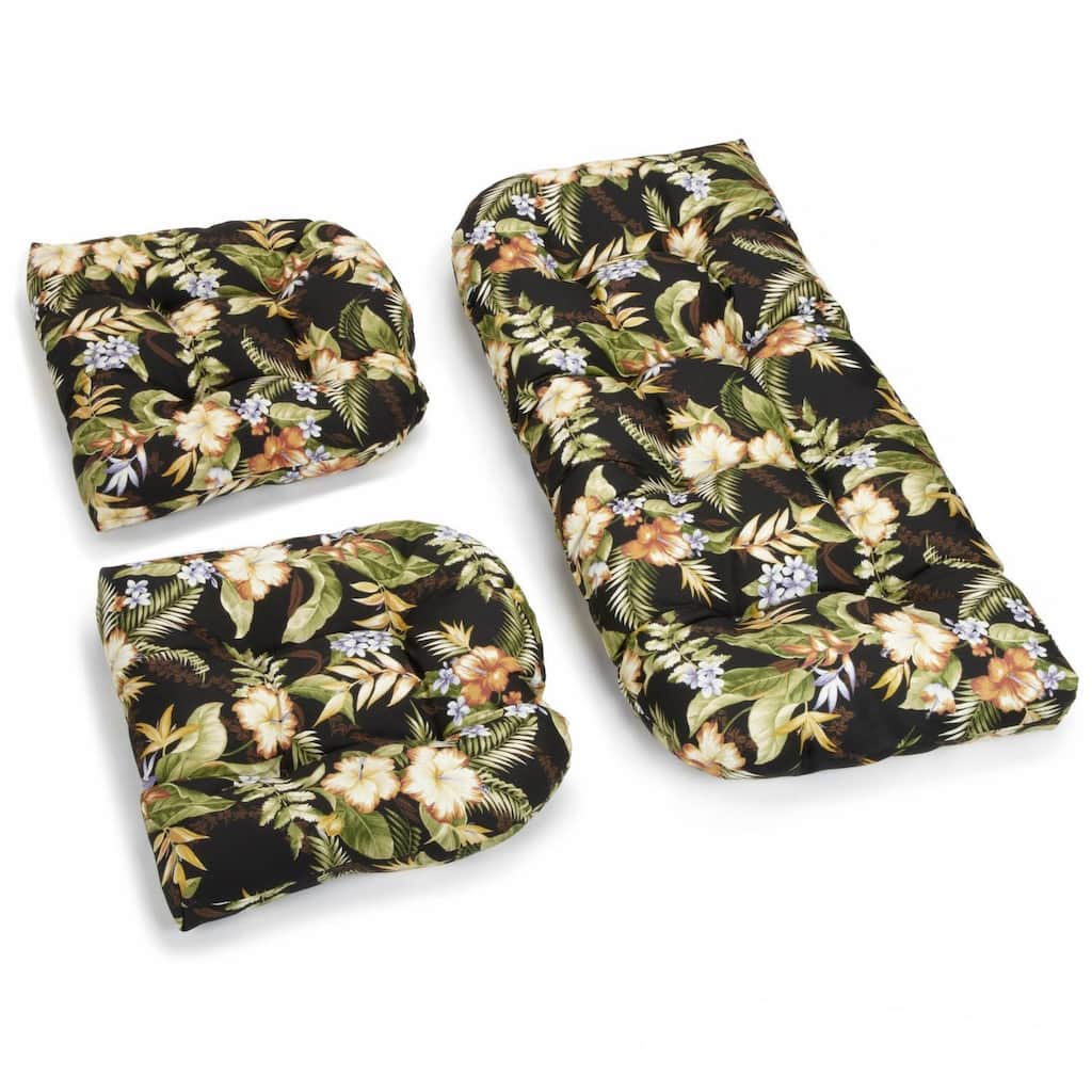 Blazing Needles All-weather U-shape Outdoor 3-piece Settee Cushion Set