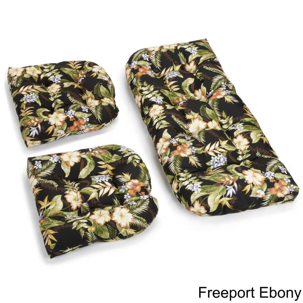 Blazing Needles All-weather U-shape Outdoor 3-piece Settee Cushion Set