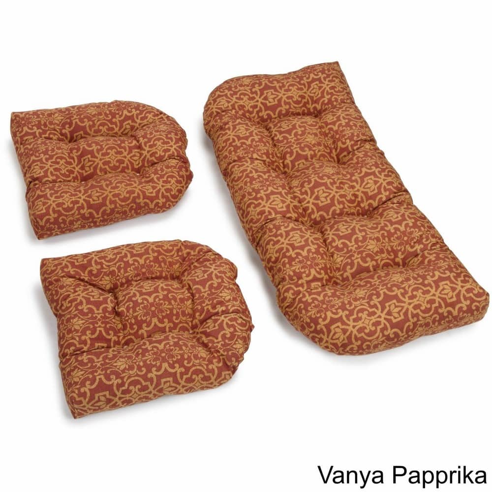 Blazing Needles All-weather U-shape Outdoor 3-piece Settee Cushion Set