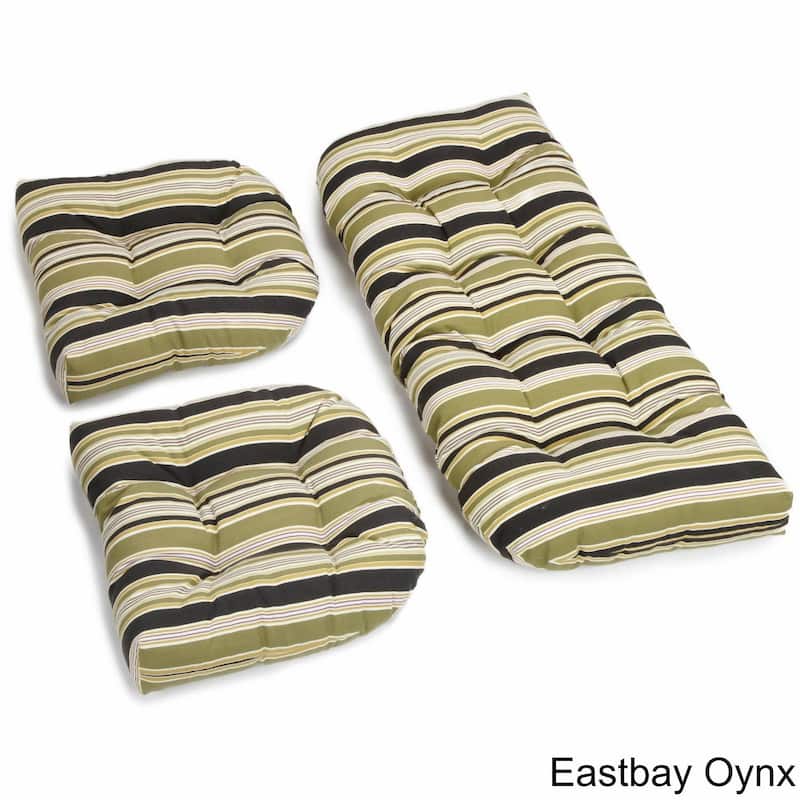 Blazing Needles All-weather U-shape Outdoor 3-piece Settee Cushion Set - Eastbay Onyx