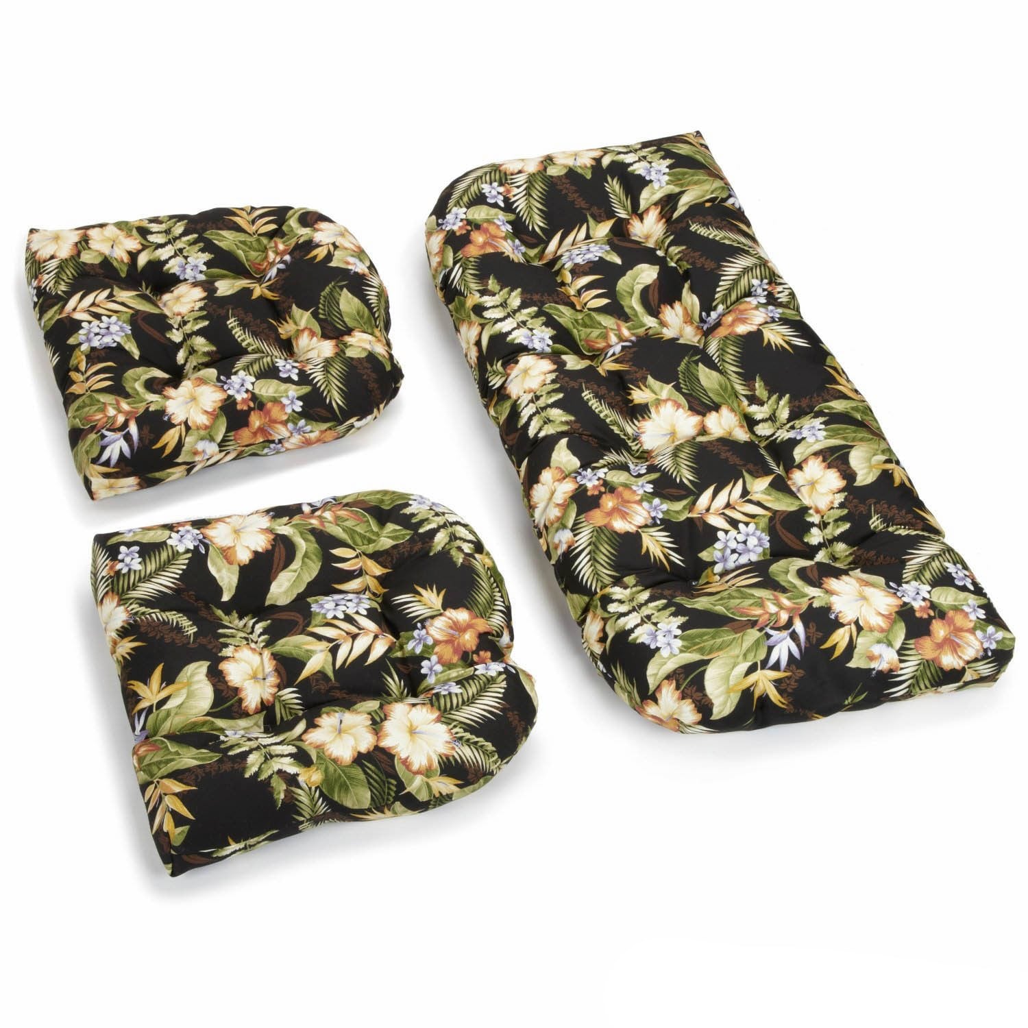 Blazing Needles All-weather U-shape Outdoor 3-piece Settee Cushion Set