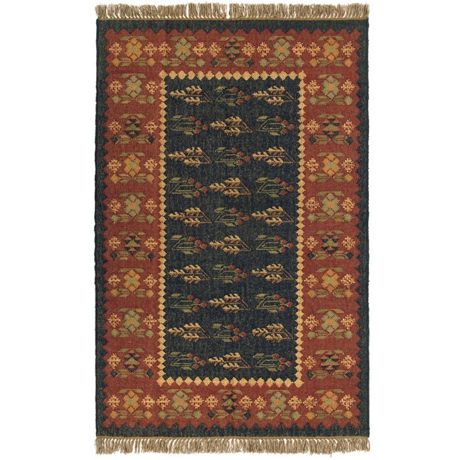 Flat woven Prescott Wool Rug (3 X 5)