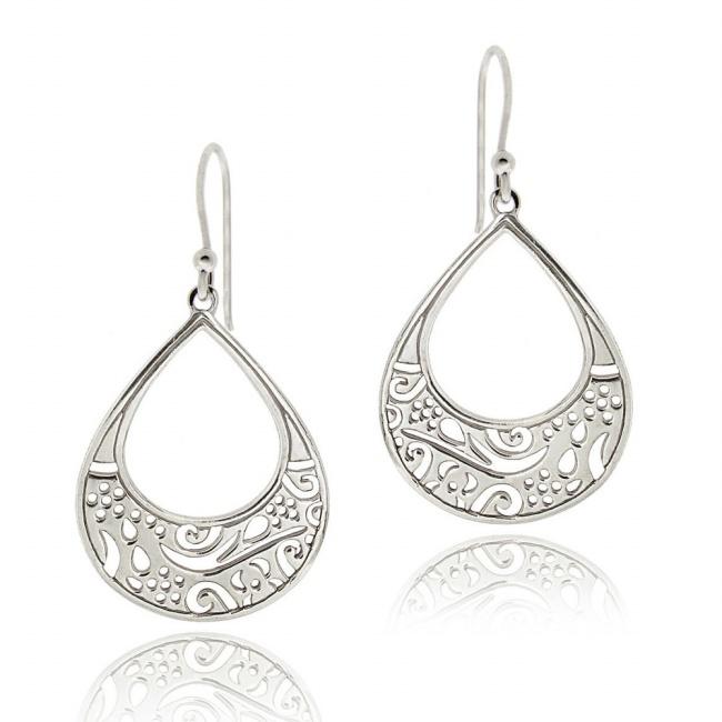 Mondevio Sterling Silver Filigree Teardrop Dangle Earrings Mondevio Sterling Silver Filigree Teardrop Dangle Earrings