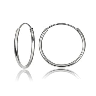 Mondevio 14-karat White-gold High-polish Endless Hoop Earrings (0.75mm ...