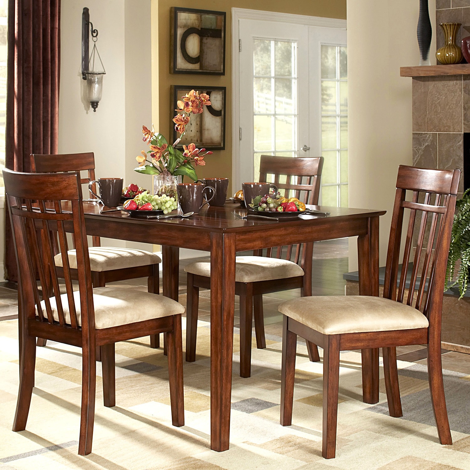 Tribecca Home Tribecca Home Daphne Burnished Cherry 5 piece Mission Casual Dining Set Tan Size 5 Piece Sets