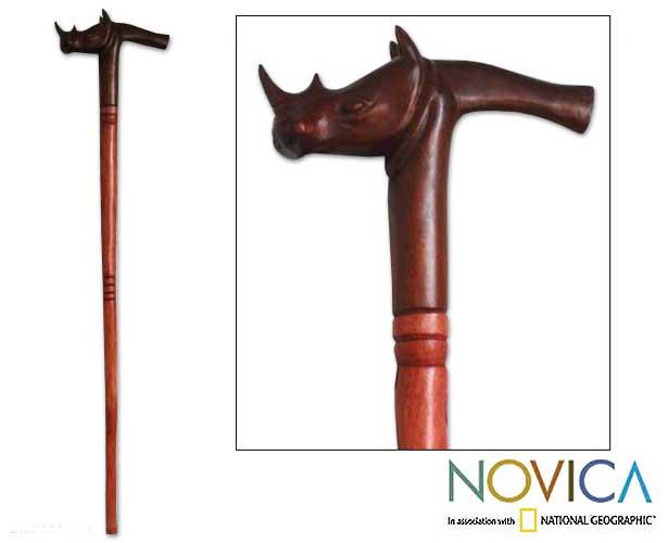 Wood Rhinoceros Walking Stick (Ghana)   Shopping   Great