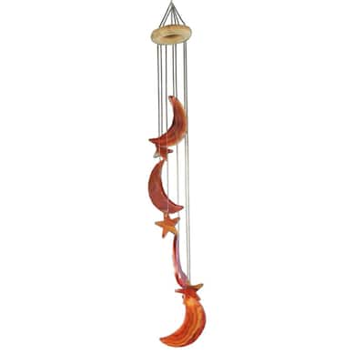 NOVICA Handmade Orange Agate Moon and Stars Wind Chimes (Brazil)