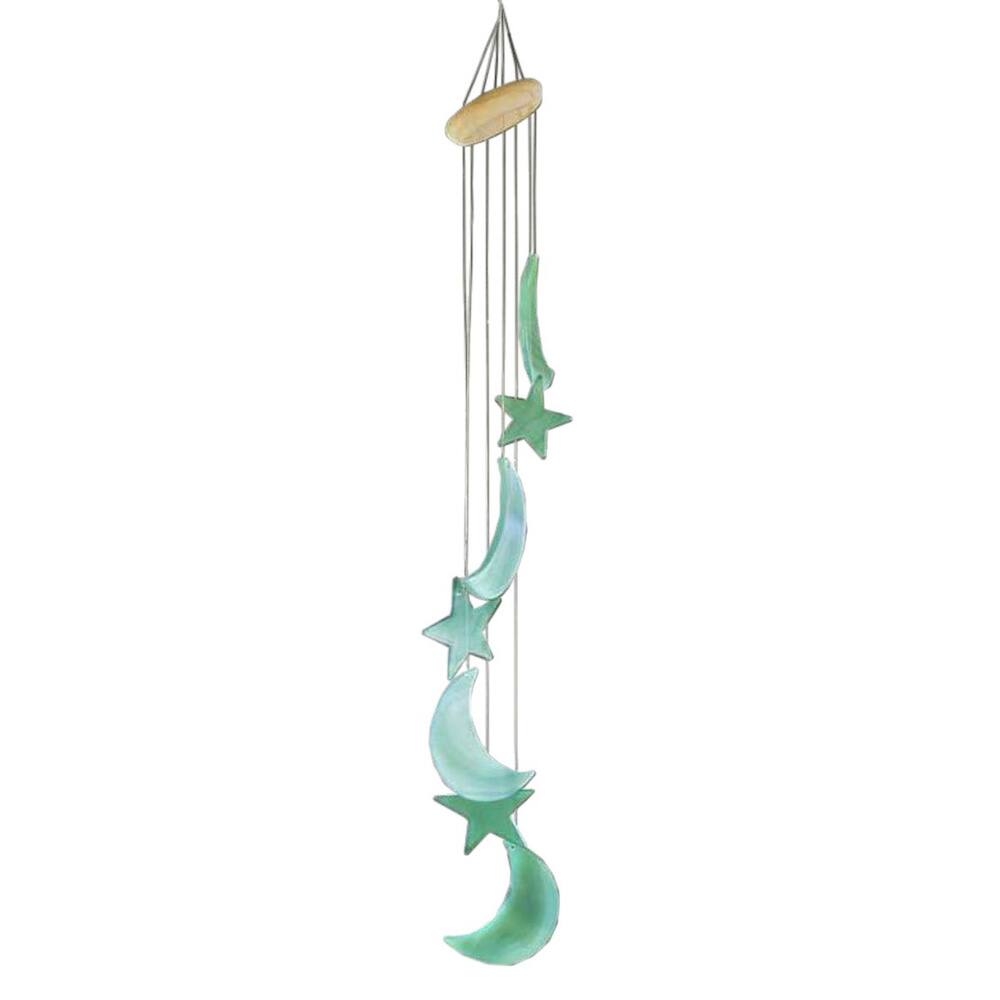 Handmade Green Agate 'Moon and Stars' Wind Chimes (Brazil)