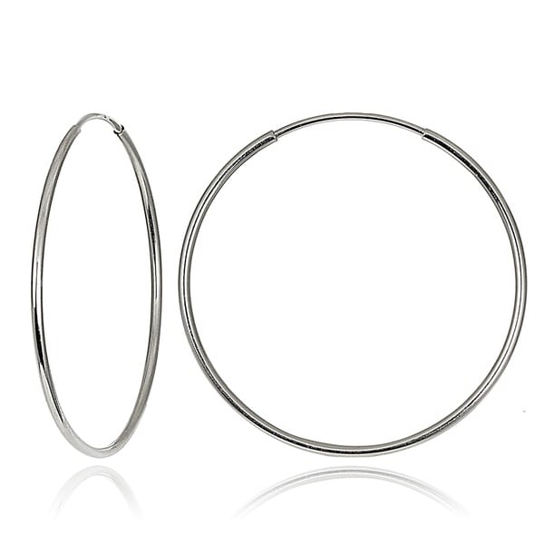 Shop Mondevio 10k White Gold 20-mm Endless Hoop Earrings - Free ...