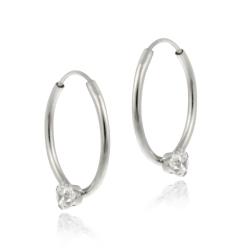Icz Stonez 10k White Gold Cubic Zirconia Endless Hoop Earrings Icz Stonez 10k White Gold Cubic Zirconia Endless Hoop Earrings