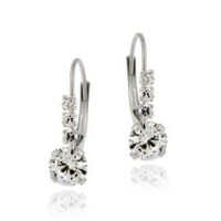 14k White Gold 6mm Cubic Zirconia Leverback Dangle Earrings Icz Stonez 10k White Gold Cubic Zirconia Leverback Earrings