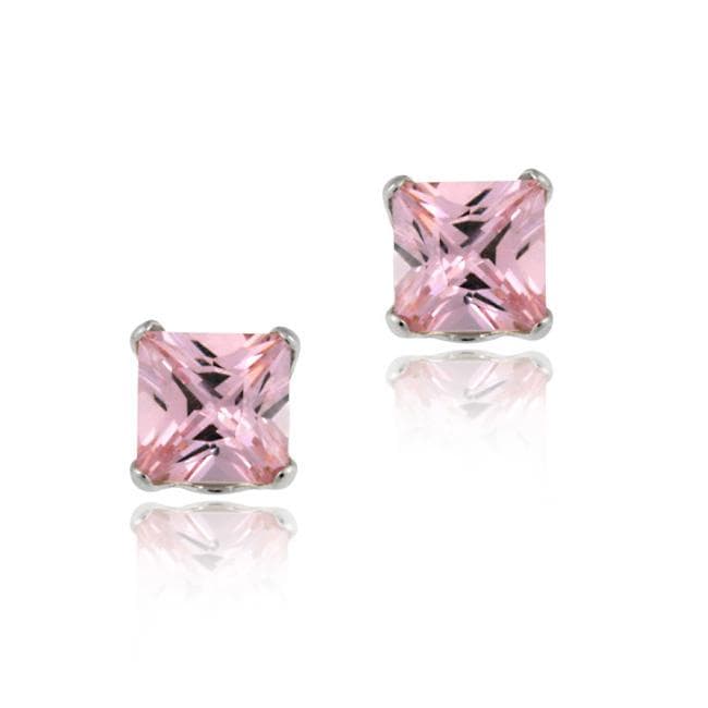 Icz Stonez 14k White Gold Pink Cubic Zirconia Stud Earrings Icz Stonez 14k White Gold Pink Cubic Zirconia Stud Earrings
