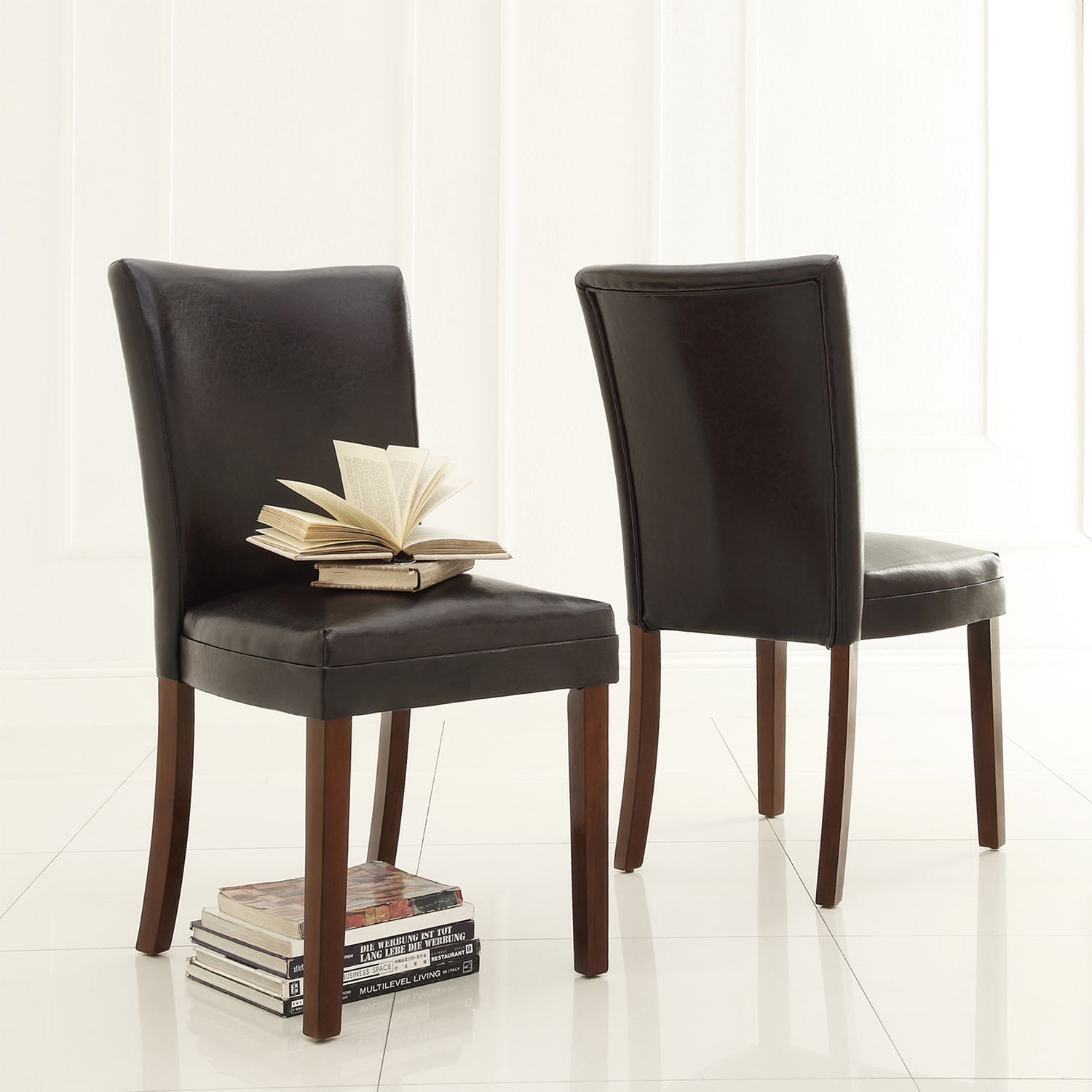 Tribecca Home Jeremy Dark Brown Faux Leather Dining Chairs (set Of 2)