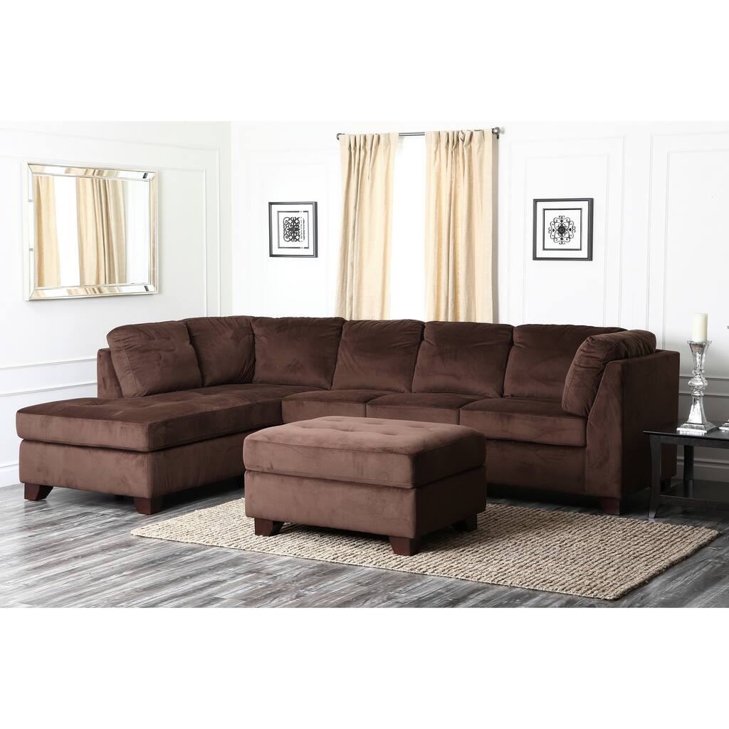 Abbyson Delano Sectional Sofa and Storage Ottoman Set