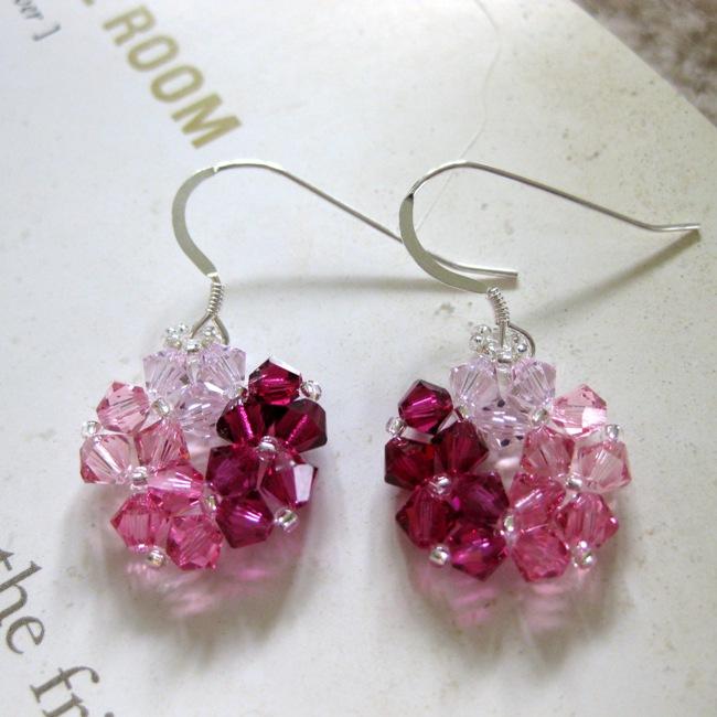 Handmade Crystal Beads Pink Circle Earrings Usa Free Handmade Crystal Beads Pink Circle Earrings Usa