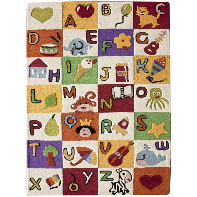 Nuloom Hand carved Kids Alphabet Multi Wool Rug (5 X 7)