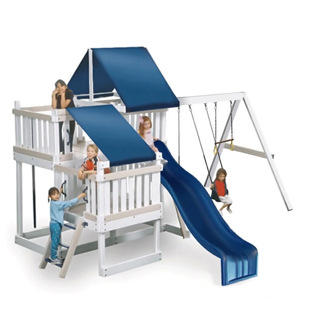 Congo Monkey Playsystem #2 White Maintenance And Splinter Free Swing Set