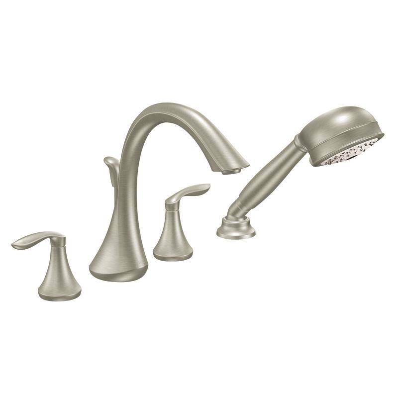 Moen Eva Two-Handle Roman Tub Faucet Includes Hand Shower, Brushed Nickel (T944BN)
