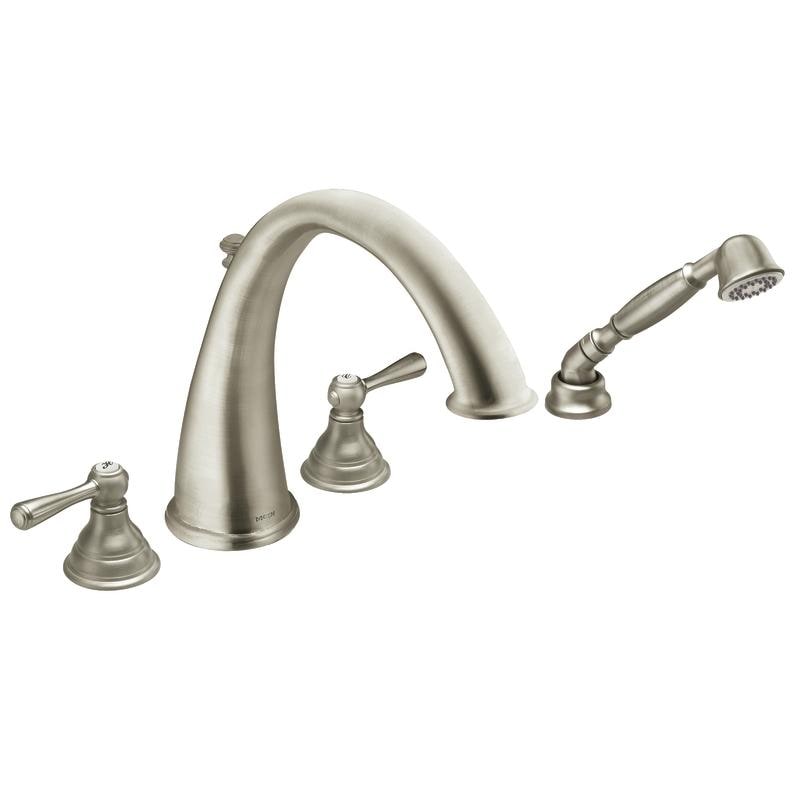 Moen Brushed Nickel Double Handle High Arc Roman Tub Faucet With Hand Shower MLA13666967 