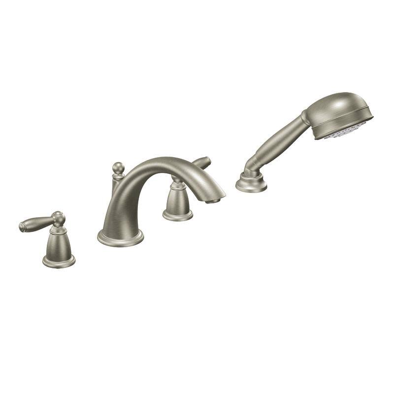 Moen Brantford Two-Handle Roman Tub Faucet Includes Hand Shower, Brushed Nickel