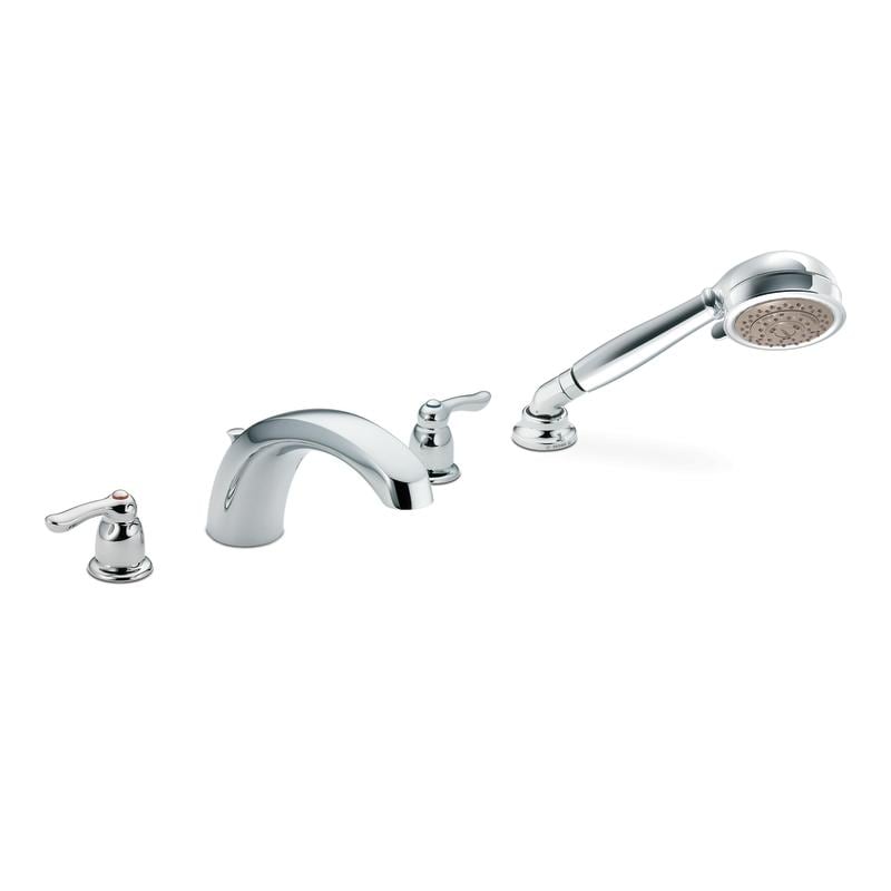 Moen Chrome Double handle Low Arc Roman Tub Faucet With Hand Shower