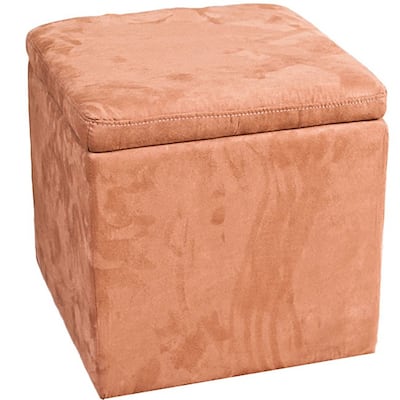 Brown Microfiber Storage Ottoman