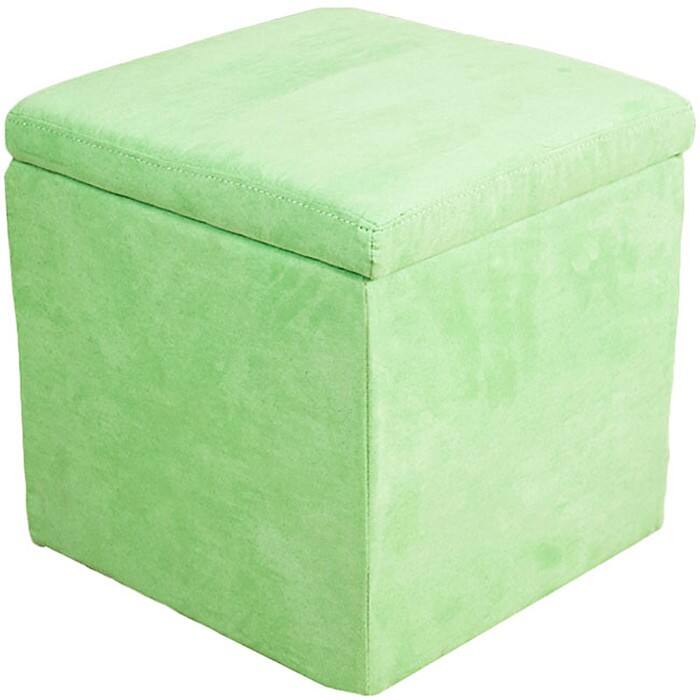 Green Microfiber Storage Ottoman