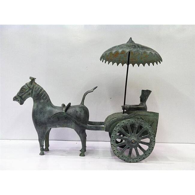 Chinese Bronze Chariot with Rider Statue
