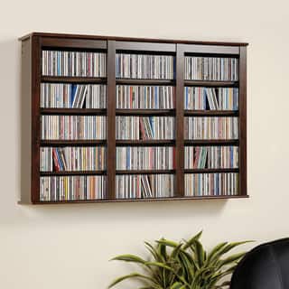 Everett Espresso Wall-mounted Media Storage Cabinet - 47" W x 34" H x 8.25" D