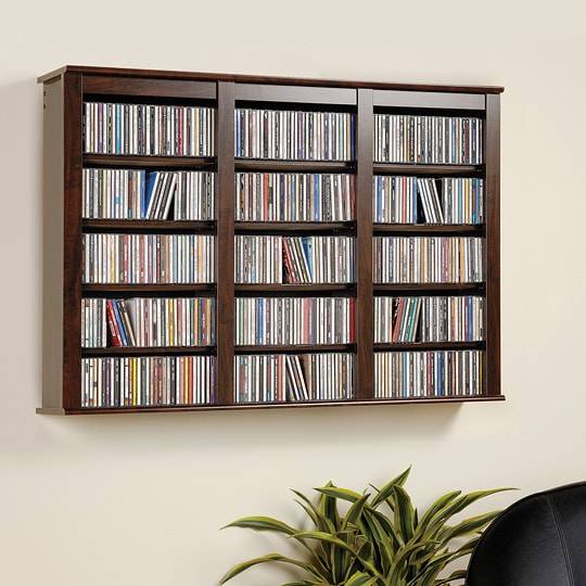 Everett Espresso Wall hanging Media Storage Cabinet