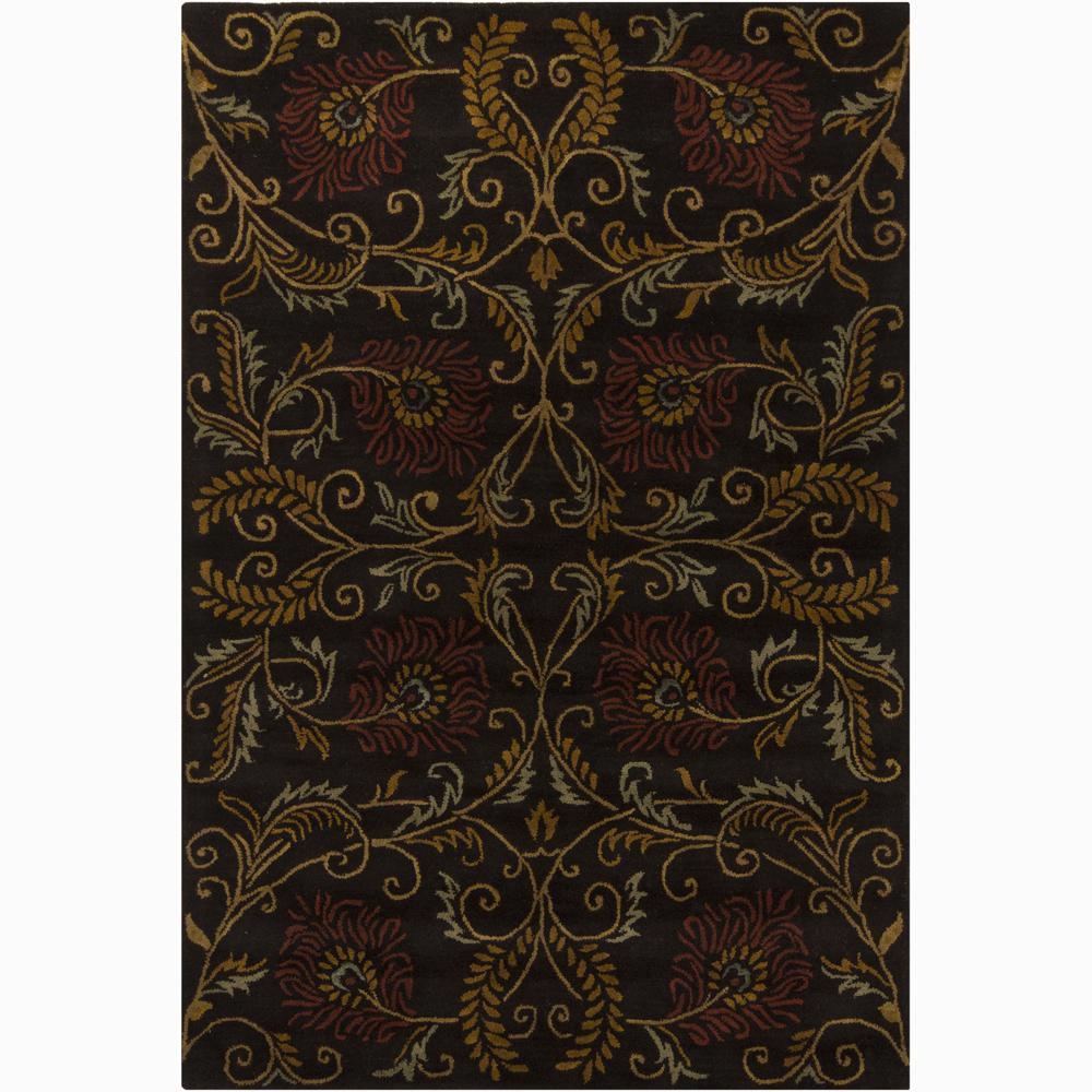 Hand tufted Mandara Brown Floral Transitional New Zealand Wool Rug (7 9 X 10 6)