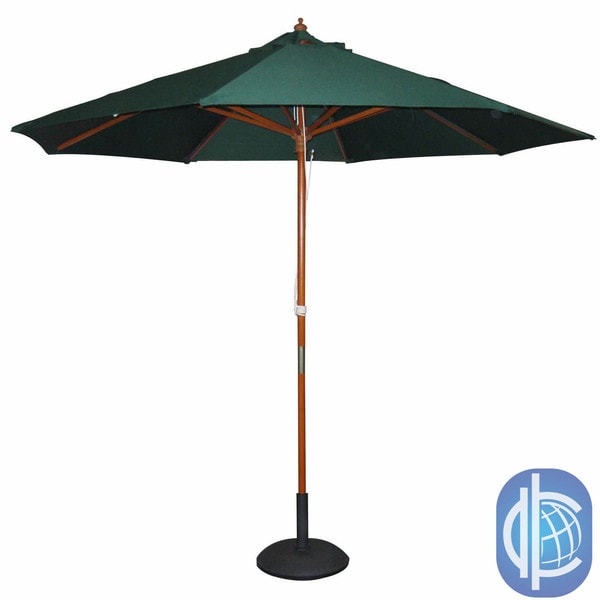 International Caravan Balau Hardwood 9.8 foot 8 ribbed Push up Umbrella with Pulley System International Caravan Patio Umbrellas