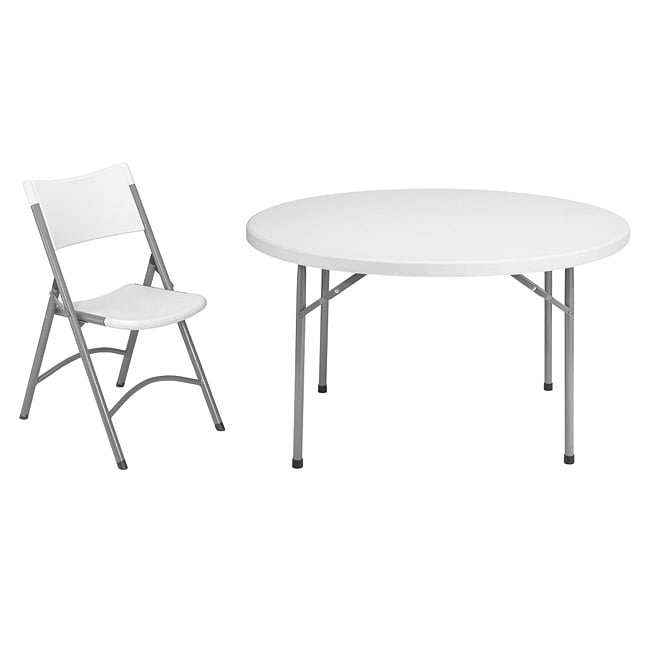 Nps 48 inch Round Folding Table And Set Of 4 Chairs