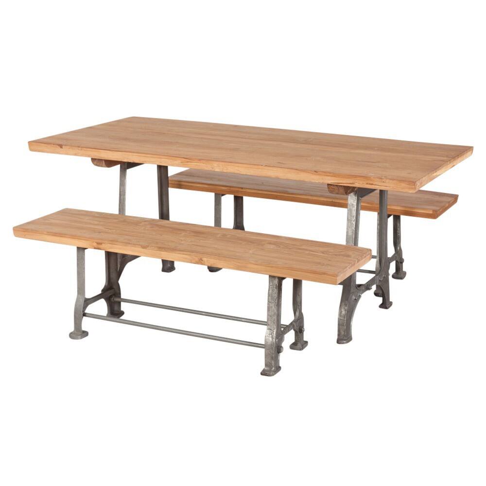 Handmade Teak and Metal 3-piece Dining Set (India)