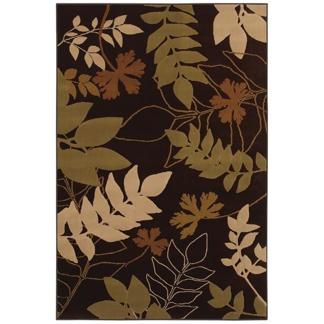 Large Brown Floral Rug (8 X 11)