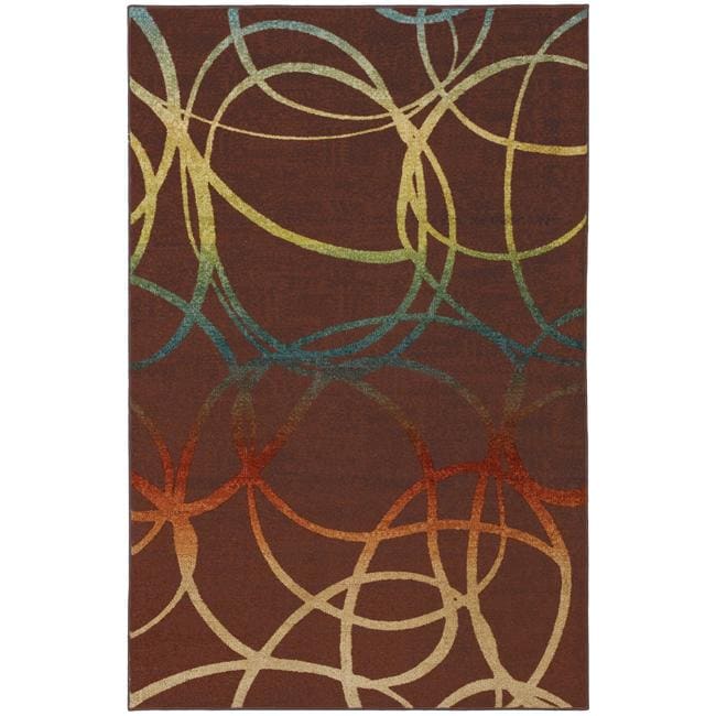 Acrobatic Brown Abstract Rug (5 X 8)