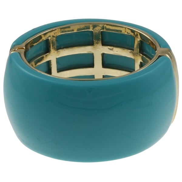 Goldtone Magnetic Teal Resin Cuff Fashion Bracelets