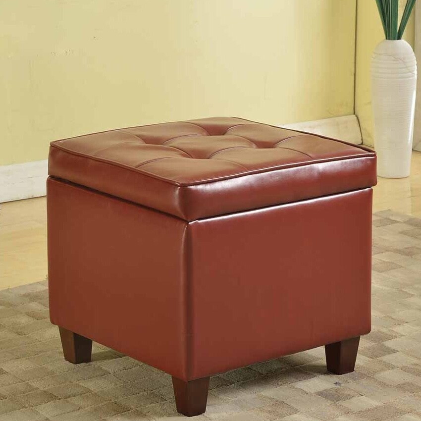 Tufted Square Dark Red Leatherette Storage Ottoman - Free Shipping Tufted Square Dark Red Leatherette Storage Ottoman - Tufted Square Dark Red Leatherette Storage Ottoman - Free Shipping