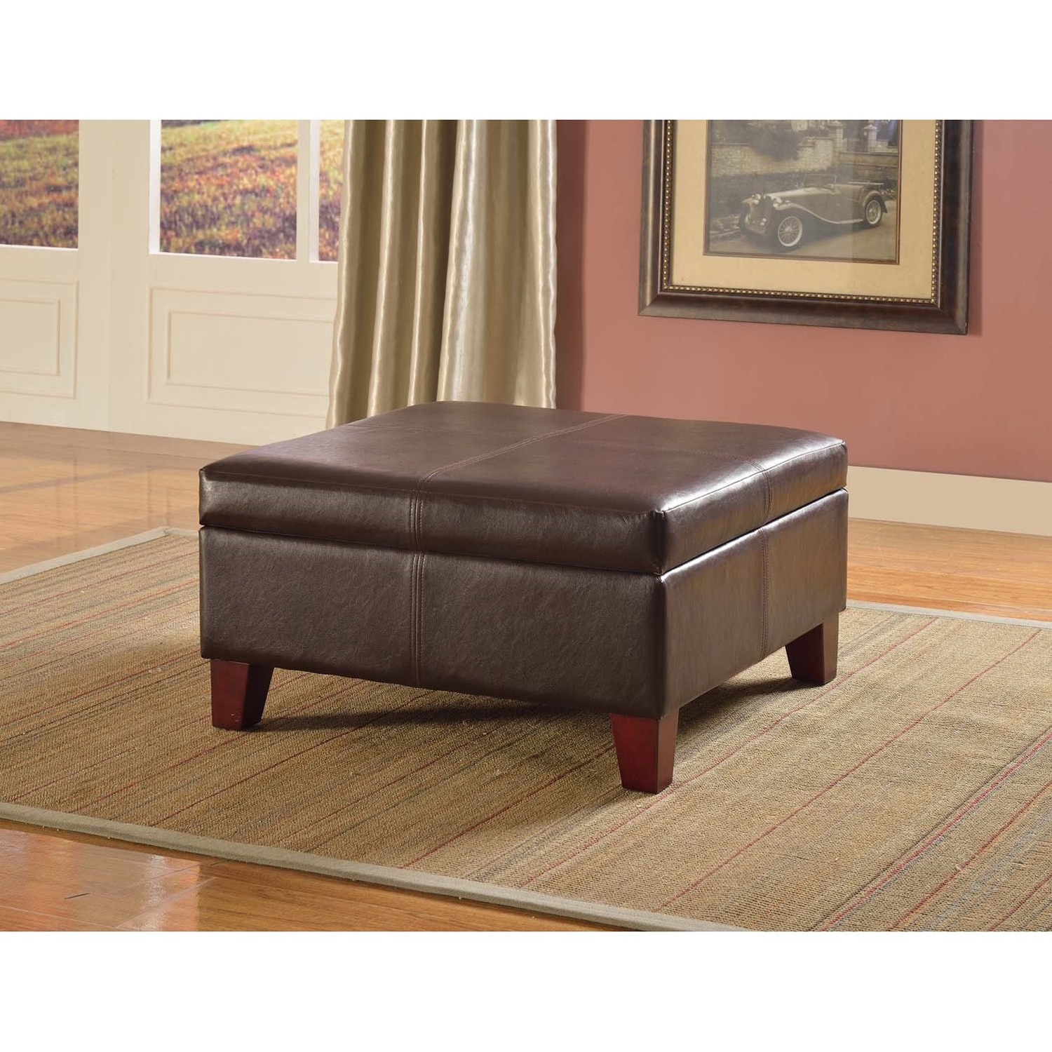 Details About Luxury Large Brown Faux Leather Storage Ottoman Table Living Room Details About Luxury Large Brown Faux Leather Storage Ottoman Table Living Room