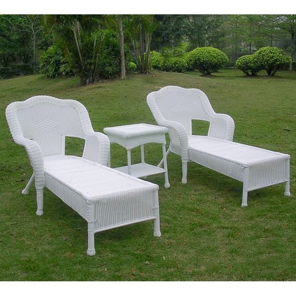 International Caravan Resin Wicker Outdoor 3-piece Chaise ...