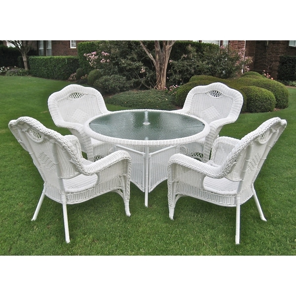 International Caravan Resin Wicker Outdoor 5-piece Dining Set