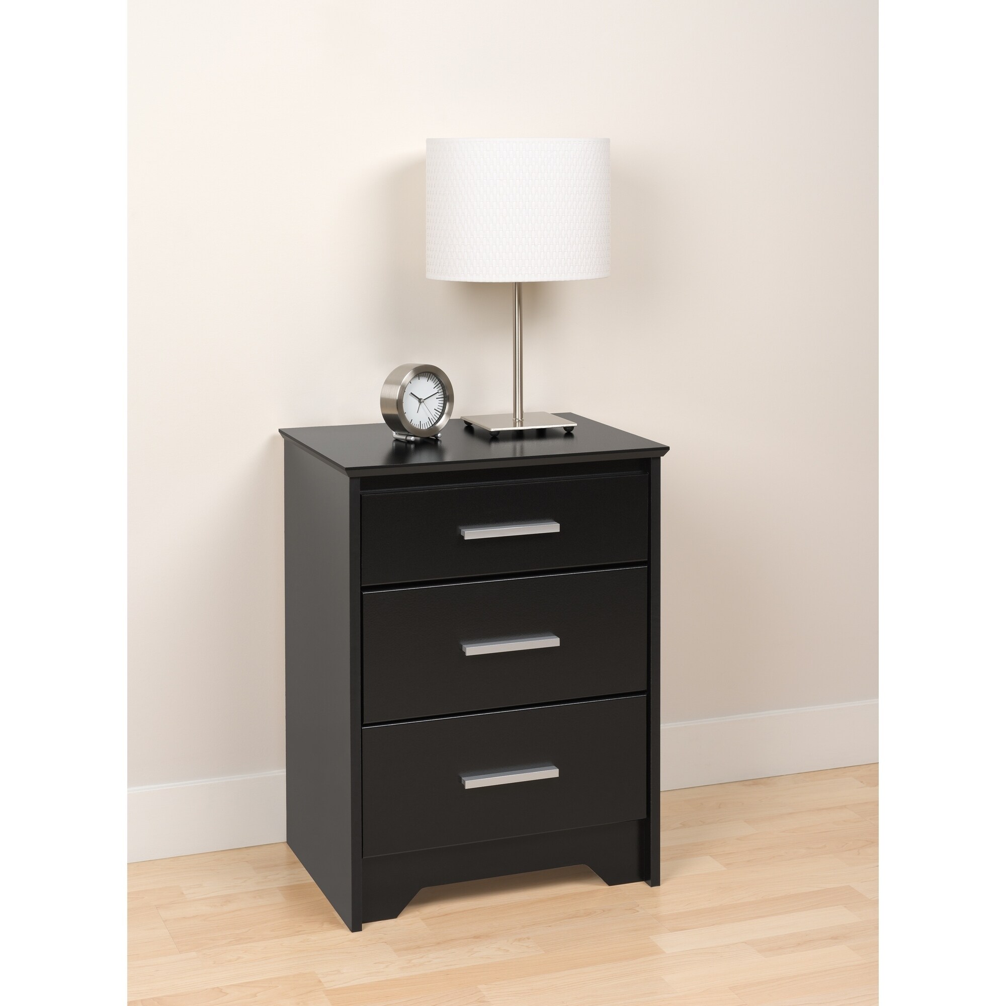 Shop Yaletown Tall Black 3Drawer Night Stand Free Shipping Today