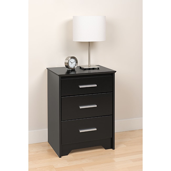 Yaletown Tall Black 3 drawer Night Stand