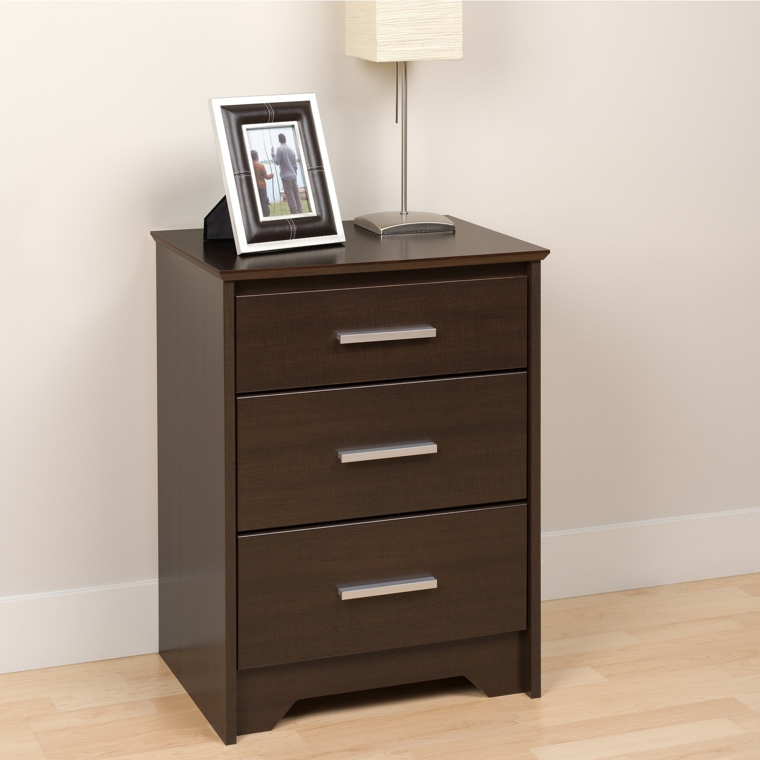 Shop Yaletown Tall Espresso 3 Drawer Night Stand Overstock 5983209